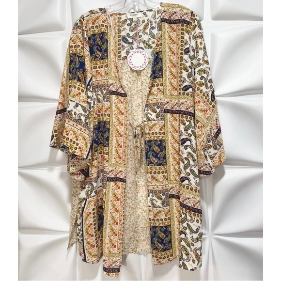 Umgee Sz S Paisley Floral Print Kimono Jacket Patchwork NEW NWT - Picture 4 of 9